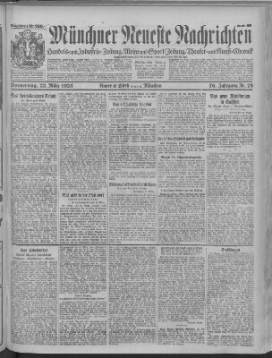 Münchner neueste Nachrichten Donnerstag 22. März 1923