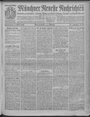 Münchner neueste Nachrichten Donnerstag 5. April 1923