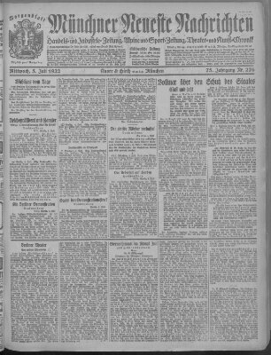 Münchner neueste Nachrichten Mittwoch 5. Juli 1922