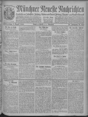 Münchner neueste Nachrichten Donnerstag 3. August 1922