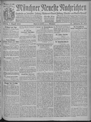 Münchner neueste Nachrichten Freitag 4. August 1922