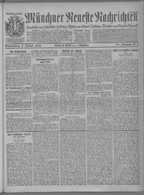 Münchner neueste Nachrichten Donnerstag 7. Januar 1926