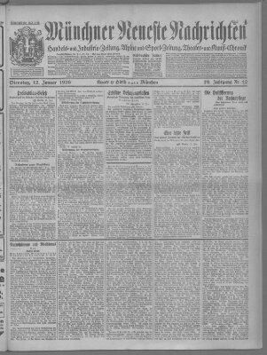 Münchner neueste Nachrichten Dienstag 12. Januar 1926