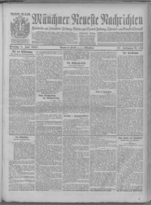 Münchner neueste Nachrichten Freitag 6. Juni 1924