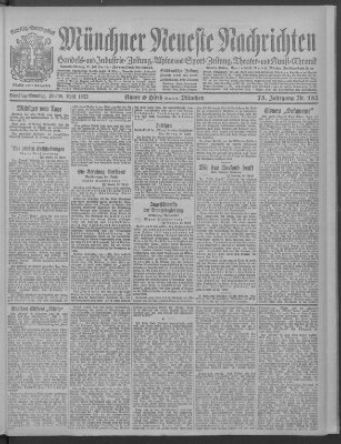 Münchner neueste Nachrichten Samstag 29. April 1922