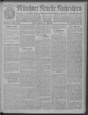 Münchner neueste Nachrichten Montag 6. März 1922
