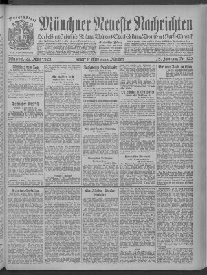 Münchner neueste Nachrichten Mittwoch 22. März 1922