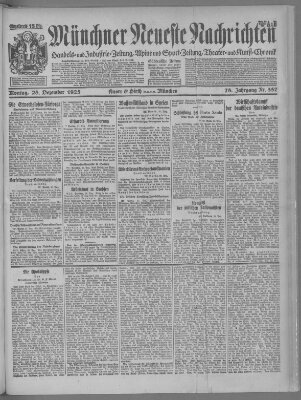 Münchner neueste Nachrichten Montag 28. Dezember 1925