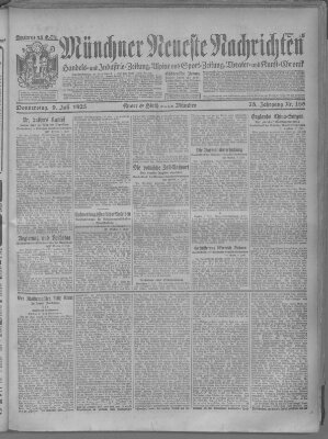Münchner neueste Nachrichten Donnerstag 9. Juli 1925