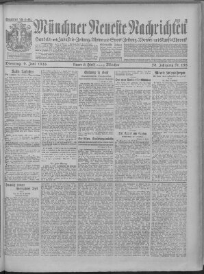 Münchner neueste Nachrichten Dienstag 9. Juni 1925