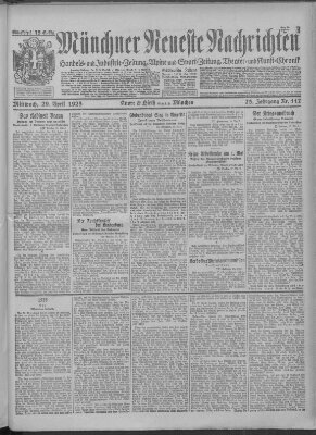 Münchner neueste Nachrichten Mittwoch 29. April 1925
