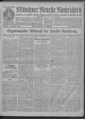 Münchner neueste Nachrichten Freitag 5. Januar 1923