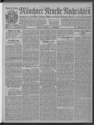 Münchner neueste Nachrichten Freitag 1. Dezember 1922
