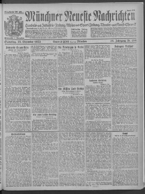 Münchner neueste Nachrichten Samstag 23. Dezember 1922