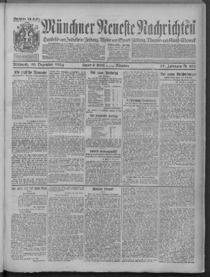 Münchner neueste Nachrichten Mittwoch 10. Dezember 1924