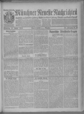 Münchner neueste Nachrichten Dienstag 27. Januar 1925