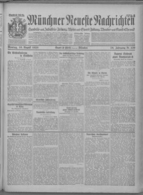 Münchner neueste Nachrichten Montag 10. August 1925