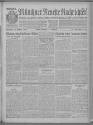 Münchner neueste Nachrichten Dienstag 25. August 1925