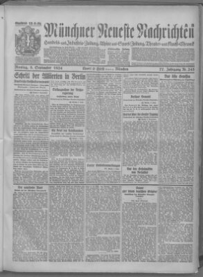 Münchner neueste Nachrichten Montag 8. September 1924