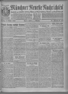 Münchner neueste Nachrichten Freitag 9. Oktober 1925
