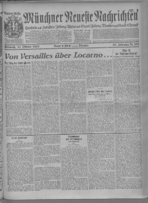 Münchner neueste Nachrichten Mittwoch 21. Oktober 1925