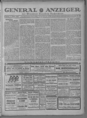 Münchner neueste Nachrichten Samstag 2. Oktober 1926