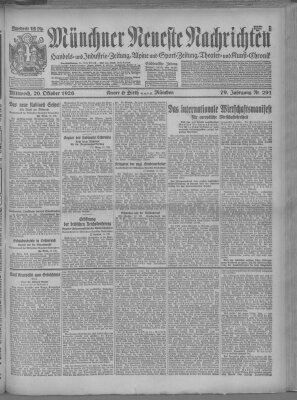 Münchner neueste Nachrichten Mittwoch 20. Oktober 1926