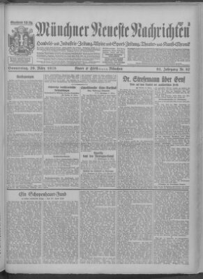 Münchner neueste Nachrichten Donnerstag 29. März 1928