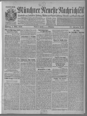 Münchner neueste Nachrichten Montag 1. März 1926