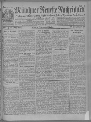 Münchner neueste Nachrichten Mittwoch 24. März 1926
