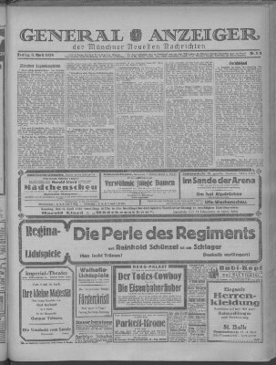 Münchner neueste Nachrichten Freitag 9. April 1926