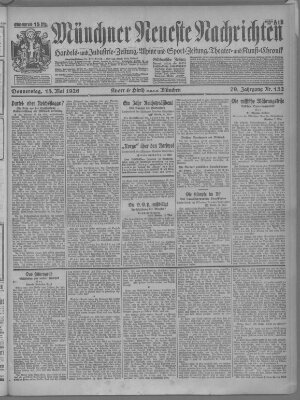 Münchner neueste Nachrichten Donnerstag 13. Mai 1926
