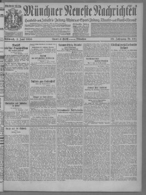 Münchner neueste Nachrichten Mittwoch 2. Juni 1926