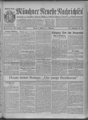 Münchner neueste Nachrichten Donnerstag 27. Januar 1927