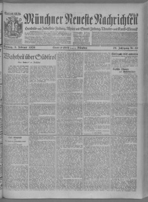 Münchner neueste Nachrichten Montag 8. Februar 1926