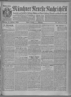 Münchner neueste Nachrichten Montag 15. Februar 1926