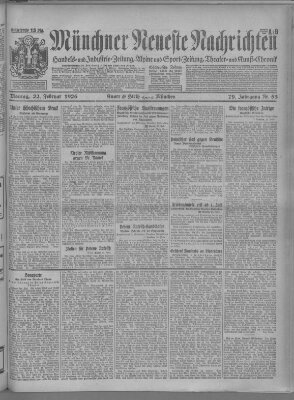 Münchner neueste Nachrichten Montag 22. Februar 1926