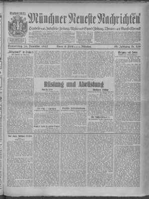 Münchner neueste Nachrichten Donnerstag 24. November 1927