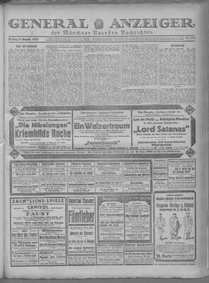 Münchner neueste Nachrichten Freitag 5. August 1927