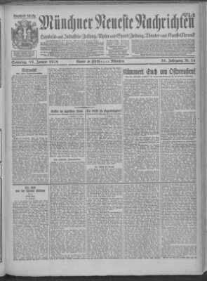 Münchner neueste Nachrichten Sonntag 15. Januar 1928