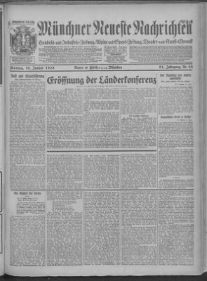 Münchner neueste Nachrichten Montag 16. Januar 1928