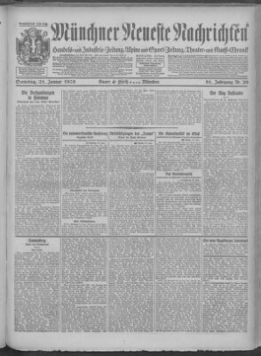 Münchner neueste Nachrichten Samstag 21. Januar 1928