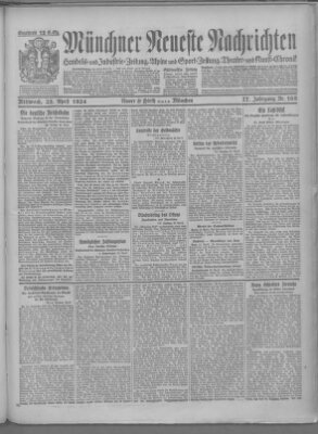 Münchner neueste Nachrichten Mittwoch 23. April 1924