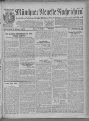 Münchner neueste Nachrichten Donnerstag 7. Februar 1929