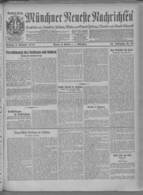 Münchner neueste Nachrichten Freitag 8. Februar 1929