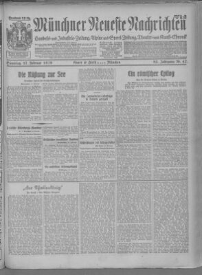 Münchner neueste Nachrichten Sonntag 17. Februar 1929