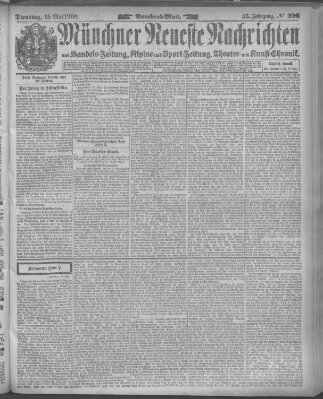 Münchner neueste Nachrichten Dienstag 15. Mai 1900