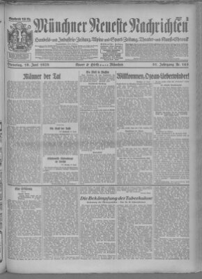 Münchner neueste Nachrichten Dienstag 19. Juni 1928