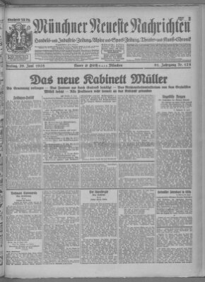Münchner neueste Nachrichten Freitag 29. Juni 1928