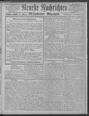 Neueste Nachrichten und Münchener Anzeiger (Münchner neueste Nachrichten) Sonntag 25. Dezember 1881